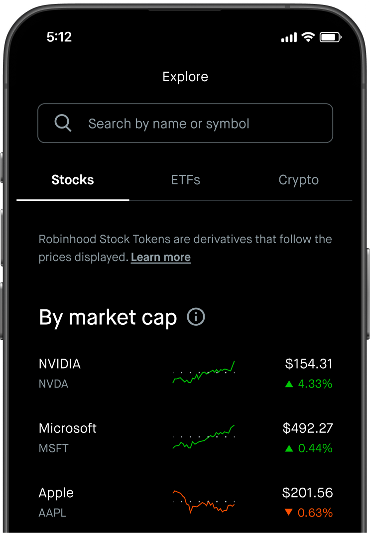 Classic Stock Tokens interface